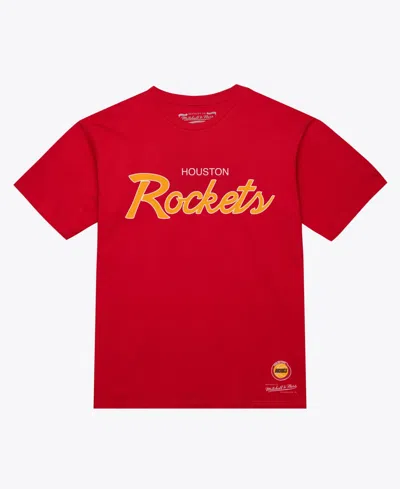 Mitchell & Ness Men's Houston Rockets Vintage Short-sleeve Crew Neck T-shirt In Red