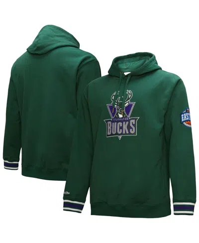 Mitchell & Ness Men's Hunter Green Milwaukee Bucks Hardwood Classics Chainstitch Vintage Heavyweight Pullover Hoodie