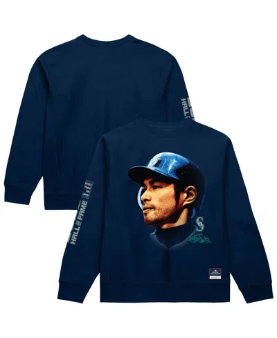 Mitchell & Ness Men's Ichiro Suzuki Navy Seattle Mariners Hall Of Fame Sweatshirt In Blue