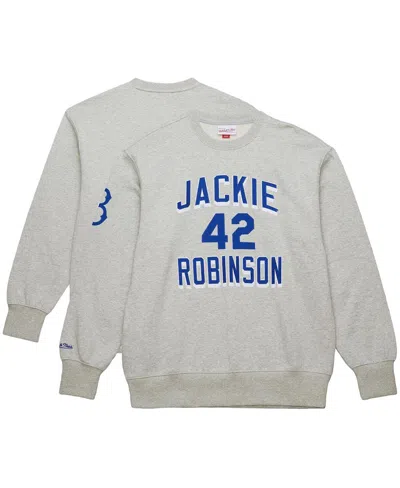 Mitchell & Ness Men's Jackie Robinson Heather Gray Brooklyn Dodgers Legends Collection Vintage Logo Name Number Flee