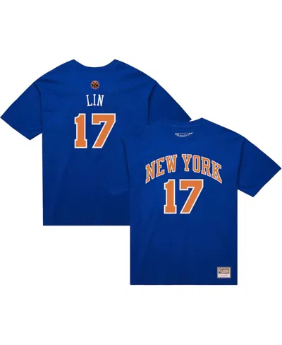 Mitchell & Ness Men's Jeremy Lin Blue New York Knicks Name Number T-shirt