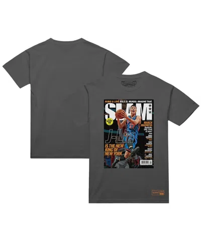Mitchell & Ness Men's Jeremy Lin Gray New York Knicks Nba Slam Cover T-shirt In Green