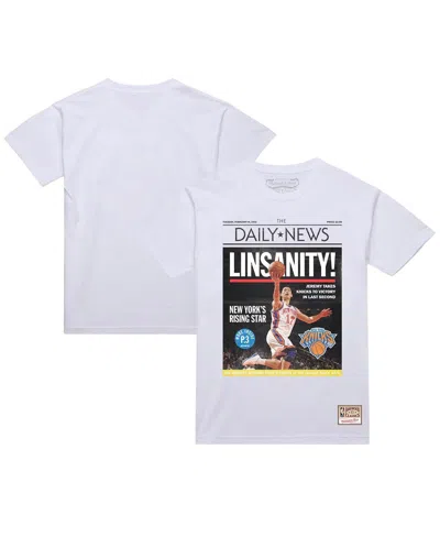 Mitchell & Ness Jeremy Lin White New York Knicks Newspaper T-shirt