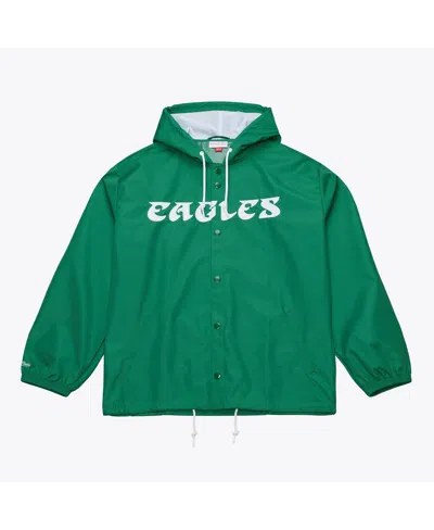 Mitchell & Ness Men's Kelly Green Philadelphia Eagles Coaches Full-snap Hooded Windbreaker Jacket