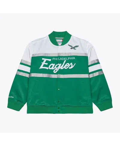 Mitchell & Ness Kelly Green Philadelphia Eagles Head Coach Lightweight Full-snap Satin Jacket
