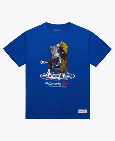 Mitchell & Ness Men's Lebron James Royal Philadelphia 76ers Caricature T-shirt In Blue