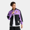 Mitchell And Ness Men's Los Angeles Lakers Nba Mesh Nylon Full-zip Jacket In Black/purple