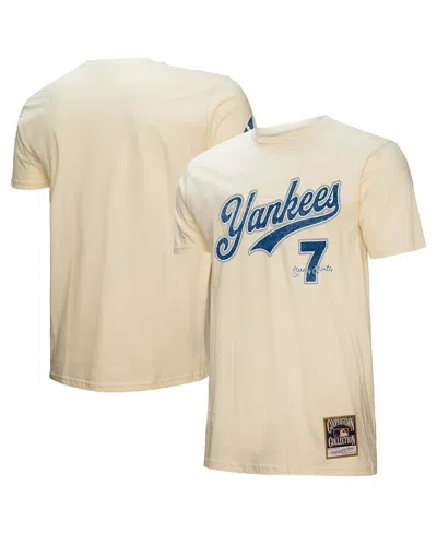 Mitchell & Ness Men's Mickey Mantle Cream New York Yankees Cooperstown Collection Player T-shirt In Neutral
