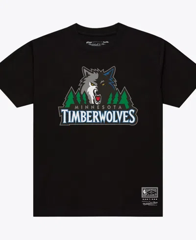 Mitchell & Ness Men's Minnesota Timberwolves Global Standard Screen-printed Crewneck T-shirt In Pink