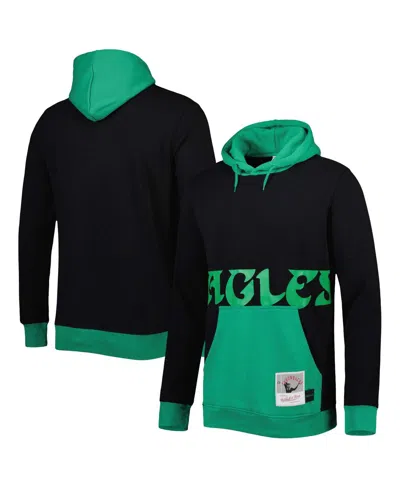 Mitchell & Ness Men's  Black And Midnight Green Philadelphia Eagles Big And Tall Big Face Pullover Ho In Black,midnight Green