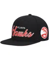 Mitchell & Ness Men's  Black Atlanta Hawks Hardwood Classics Script 2.0 Snapback Hat In Black