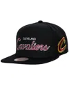 Mitchell & Ness Men's  Black Cleveland Cavaliers Hardwood Classics Script 2.0 Snapback Hat In Black