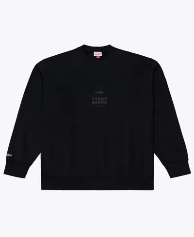 Mitchell & Ness Men's  Black Detroit Lions Core Essentials Micro Logo Fleece Sweatshirt In Multi