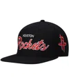 Mitchell & Ness Men's  Black Houston Rockets Hardwood Classics Script 2.0 Snapback Hat In Black
