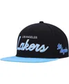 Mitchell & Ness Men's  Black Los Angeles Lakers Hardwood Classics Mvp Team Script 2.0 Snapback Hat In Black