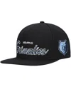 Mitchell & Ness Men's  Black Memphis Grizzlies Hardwood Classics Script 2.0 Snapback Hat In Black