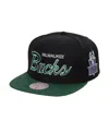 Mitchell & Ness Men's  Black Milwaukee Bucks Hardwood Classics Mvp Team Script 2.0 Snapback Hat In Black