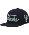 Mitchell & Ness Men's  Black Milwaukee Bucks Hardwood Classics Script 2.0 Snapback Hat In Black