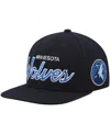 Mitchell & Ness Men's  Black Minnesota Timberwolves Hardwood Classics Script 2.0 Snapback Hat In Black