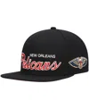 Mitchell & Ness Men's  Black New Orleans Pelicans Hardwood Classics Script 2.0 Snapback Hat In Black