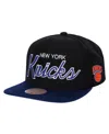 Mitchell & Ness Men's  Black New York Knicks Hardwood Classics Mvp Team Script 2.0 Snapback Hat In Black