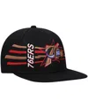 Mitchell & Ness Men's  Black Philadelphia 76ers Hardwood Classics Retro Bolt Deadstock Snapback Hat In Black