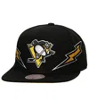 Mitchell & Ness Men's  Black Pittsburgh Penguins Double Trouble Lightning Snapback Hat In Black