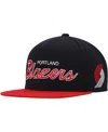 Mitchell & Ness Men's  Black Portland Trail Blazers Hardwood Classics Mvp Team Script 2.0 Snapback Ha In Black