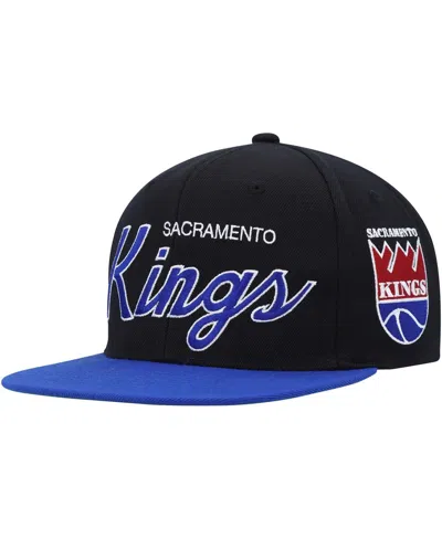 Mitchell & Ness Men's  Black Sacramento Kings Hardwood Classics Mvp Team Script 2.0 Snapback Hat