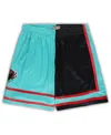Mitchell & Ness Black/turquoise Memphis Grizzlies Big & Tall Hardwood Classics Split Swingman Shorts In Black,turquoise