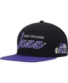 Mitchell & Ness Men's  Black Utah Jazz Hardwood Classics Mvp Team Script 2.0 Snapback Hat In Black