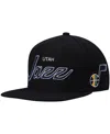 Mitchell & Ness Men's  Black Utah Jazz Hardwood Classics Script 2.0 Snapback Hat In Black