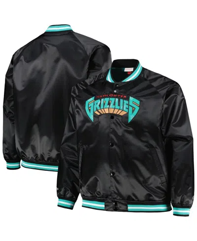 Mitchell & Ness Men's  Black Vancouver Grizzlies Big And Tall Hardwood Classics Wordmark Satin Raglan