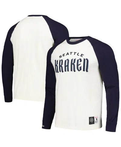 Mitchell & Ness Men's  Cream Seattle Kraken Legendary Slub Vintage-like Raglan Long Sleeve T-shirt
