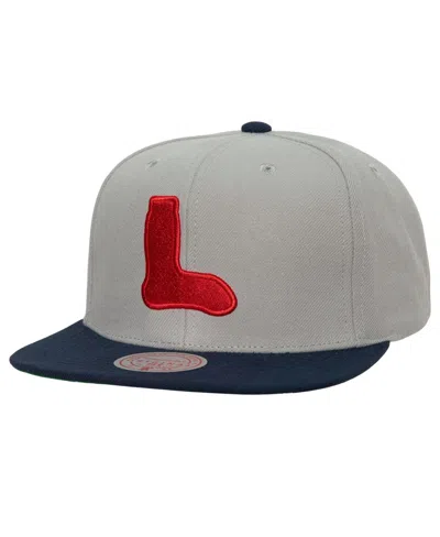 MITCHELL & NESS MEN'S MITCHELL & NESS GRAY BOSTON RED SOX COOPERSTOWN COLLECTION AWAY SNAPBACK HAT