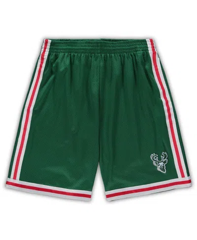 MITCHELL & NESS MEN'S MITCHELL & NESS GREEN MILWAUKEE BUCKS BIG AND TALL HARDWOOD CLASSICS TEAM SWINGMAN SHORTS