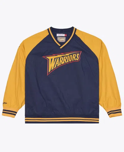 Mitchell & Ness Men's  Navy Golden State Warriors Classic V-neck Pullover Jacket In Multi