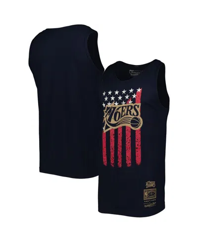 Mitchell & Ness Men's  Navy Philadelphia 76ers Hardwood Classics Americana Stars And Stripes Tank Top
