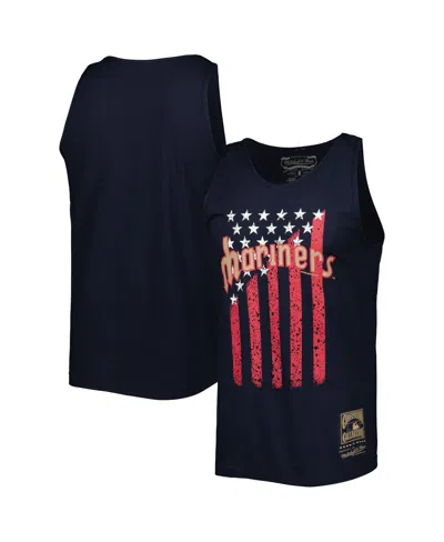 Mitchell & Ness Men's  Navy Seattle Mariners Cooperstown Collection Stars And Stripes Tank Top