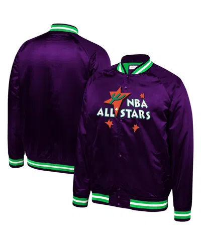 MITCHELL & NESS MEN'S MITCHELL & NESS PURPLE 1995 NBA ALL-STAR GAME LIGHTWEIGHT SATIN FULL-SNAP JACKET