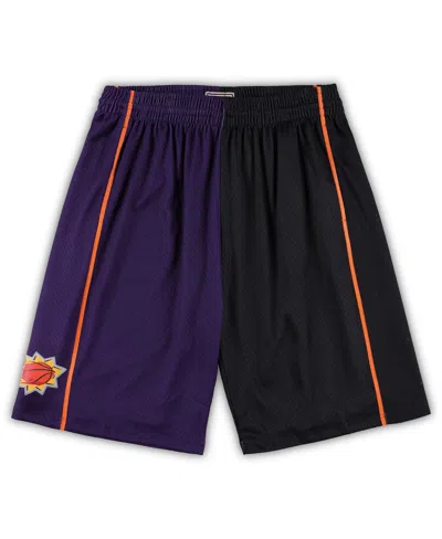 MITCHELL & NESS MEN'S MITCHELL & NESS PURPLE, BLACK PHOENIX SUNS BIG AND TALL HARDWOOD CLASSICS SPLIT SWINGMAN SHORT