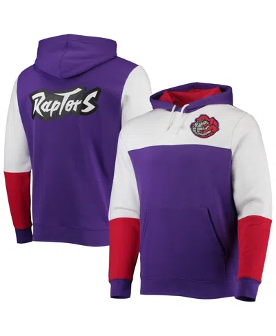 Mitchell & Ness Men's  Purple Toronto Raptors Hardwood Classics Fusion 2.0 Colorblock Pullover Hoodie