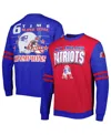Mitchell & Ness Men's  Red, Royal New England Patriots Big And Tall Gridiron Classics Pullover Sweats In Red,royal