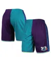 Mitchell & Ness X Nba Charlotte Hornets 1999 Split Swingman Shorts In Teal,purple