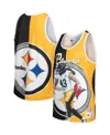 Mitchell & Ness Men's  Troy Polamalu Black, Gold Pittsburgh Steelers Retired Player Graphic Tank Top In Black,gold