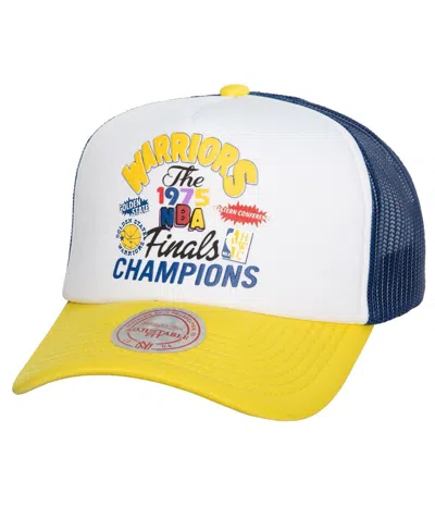 Mitchell & Ness Men's  White Golden State Warriors Hardwood Classics Soul Champs Fest Trucker Adjusta