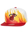 Mitchell & Ness Men's  White Miami Heat Hot Fire Snapback Hat In White