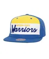 Mitchell & Ness Men's  White, Royal Golden State Warriors Retro Sport Colorblock Script Snapback Hat In White,royal
