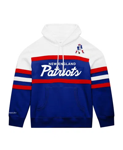 Mitchell & Ness Men's  White/royal New England Patriots Big & Tall Head Coach Hoodie