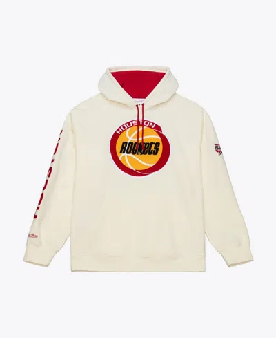 Mitchell & Ness Men's Mitchell Ness Cream Houston Rockets Hardwood Classics Chainstitch Premium Fleece Hoodie In Neutral